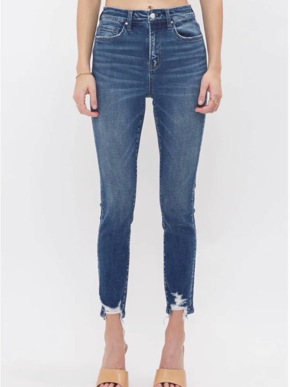 Mica High-Rise Crop Skinny Jeans in Medium Blue Sz 30